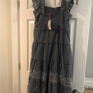 Knox Rose Blue Kids Dress with Embroidery